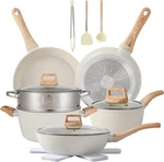 16PCS Pots And Pans Set Cookware With 16PIECES, White. Fixed Price $198.28.