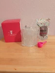 Pink Zebra Dotted Textured Glass Glimmer Candle With Custom Sprinkles. Fixed Price $30.00.