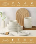 Monito Ceramic Dinnerware For 4, 12PCS Stoneware Plates And Bowls Sets, Rea. Fixed Price $69.99.