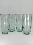 4 Vintage Indiana Glass Serene Green Swirl Design Tumblers # 1780 / 1970S Mcm. Fixed Price $24.00.