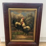 Pierre Deux French Country Roosters Oil Painting Pre-owned 18.5 22.5. Fixed Price $175.00.