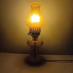 Vtg Crown Creative Fostoria Amber Quilted Glass Electric Hurricane Accent Lamp. Fixed Price $64.50.
