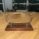 Vtg Chinese Metal Dragon Incense Burner Stand Wood Base Ornate Mythical Motif. Fixed Price $27.00.