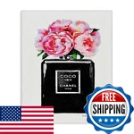 Stupell Glam Perfume Bottle Flower Black Peony Pink Wall Art 10X15-AGP-106. Fixed Price $55.19.
