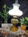 Hurricane Lamp Oil Electric Yellow Amber Glass Vine Scroll - Vintage. Fixed Price $69.99.