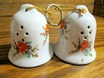 Set 2) Vtg Hanging Sachet/potpourri Holders White Floral Design Bell-shape 549. Fixed Price $14.99.