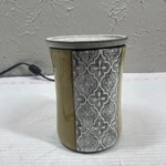 Scentsy 29921 Wax Melt Warmer Full Size Grey Pattern & Gold Sides. Fixed Price $32.95.