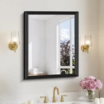Black Bathroom Mirror 24 X 30 Inch Rectangle Wave Beveled Frame For Wall Bath.... Fixed Price $82.57.