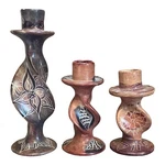 Candle Holders African Hand Carved Soapstone Kenya Floral Fish Signed By Artist. Fixed Price $34.98.
