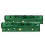 2 Pack Incense Stick Holder Coffin Style With Sun Moon Star Inlays (green). Fixed Price $19.49.