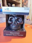 Halloween Black Ceramic Skull Electric Wax Warmer, 5"L 6"W 5.5"H,(INDOOR). Fixed Price $12.42.
