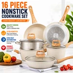 16PCS Pots And Pans Set White Cookware Granite Kitchen. Fixed Price $72.89.