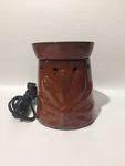 Scentsy Electric Wax Warmer Rustic W/sunflower Design Red Model 19237 No Bulb. Fixed Price $24.99.