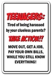 Teenagers Take Action Sign Or Decals Parent Kids Problems Move Out. Fixed Price $17.99.