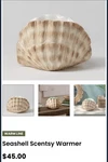 Scentsy Seashell Wax Warmer With Thunderstorm, French Lavender, Salt & Avoc. Fixed Price $35.00.