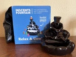 Inscents Fountain Black Ceramic Incense Burner W 48 Cones Assorted. Fixed Price $17.95.