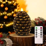 1-2P Luminara Flameless Pine Cone Remote Candles Brown Set Of Battery Operated. Fixed Price $27.59.