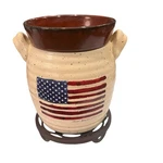Retired Scentsy God Bless The Usa Patriotic Flag Full Size Warmer With Trivet. Fixed Price $22.99.