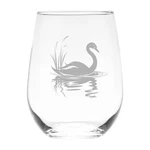 Serene Lake Swan Design Stemless Wine Glass - 17 Oz. Fixed Price $18.99.
