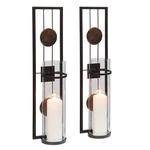 Danya B. QBA737 Modern Floating Decorative Metal Medallion Pillar Candle Sconces. Fixed Price $59.91.