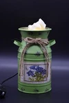Green Metal Electric Oil/wax Warmer Farmhouse Floral Matte Plug-in Diffuser. Fixed Price $15.00.