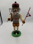 Christian Ulbricht Seiffener German Wooden Smoker Golfer Figurine 10.5" Vtg Read. Fixed Price $135.00.