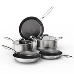 Cooker King Stainless Steel Cookware Set, Pots And Pans Non Stick, Hybrid Ce. Fixed Price $145.10.