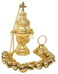 Needzo High Polished Brass Hanging Incense Burner Censer With Bells, 8 Inch. Fixed Price $67.77.