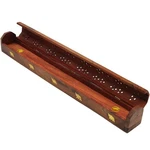 Handcrafted Wooden Incense Holder Box 20" Brass Inlay Stick & Cone Burner Storag. Fixed Price $22.99.