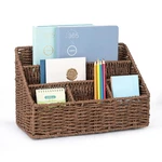 Dingtai Rattan Desk Organizer, Tabletop Mail Holder, 5 Slot Brown. Fixed Price $35.94.