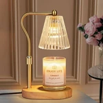 New Boxed White Glass Shade Gold Metal Wood Stand Scented Candle Warmer Lamp. Fixed Price $55.00.