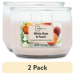 (2 Pack) Mainstays White Rose & Peach 3 Wick Candle, 11.5 Oz,father's Day. Fixed Price $8.66.