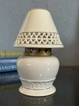 Aroma Glow Fragrance Oil Lamp Ceramic Lattice Shade W/ Gold Trim 1990S. Fixed Price $20.00.