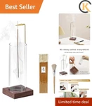 Incense Holder, Wooden For Sticks With Glass Ash Catcher, Anti.... Fixed Price $17.99.