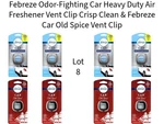 Lot 8 Febreze Car Heavy Duty Crisp Clean & Old Spice Air Freshener Vent Clip. Fixed Price $31.99.