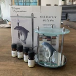 Elegant Expression Tea Light Glass Mirror Dolphin Burner Set 4 Scented Oils. Fixed Price $12.00.