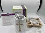 Scentsy Antique Cross Deluxe Warmer White Crackle Ceramic Nib. Fixed Price $39.99.