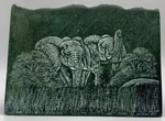 Africa Verdite Stone Etched Elephant Paperweight Signed By Artist H. Methule. Fixed Price $55.99.