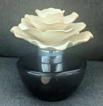 Zodax Perfume Diffuser, Smoky Taupe Brown Glass Jar, Porcelain Flower Magnolia. Fixed Price $29.90.