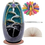Dailylife Ceramic Backflow Incense Burner Waterfall Set Teal Brown With Cones. Fixed Price $25.00.