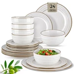 Ceramic Dinnerware Set 24 Pcs Service For 8 Pearl White Diamond GDW019LX Gbhome. Fixed Price $209.99.