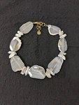 Baroque Pearl & Agate Slice Statement Necklace By Nest 22"-24". Fixed Price $85.00.